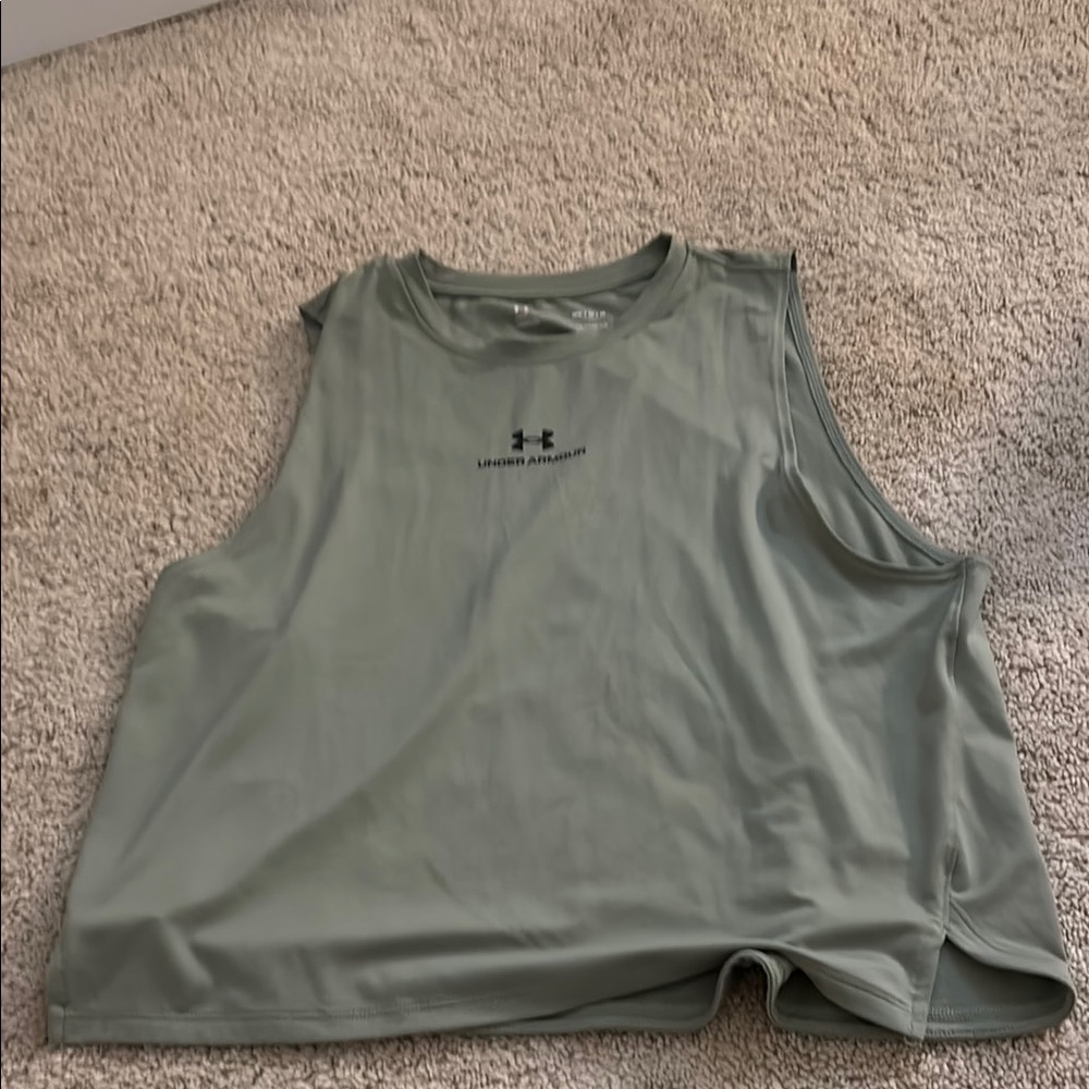 Under Armour Green Sleeveless Muscle Tee Relaxed Fit